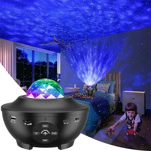 Star Projector & LED Ocean Wave Night Light – Galaxy Aurora Projector with Bluetooth 5.2 Speaker