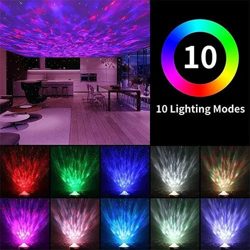 Star Projector & LED Ocean Wave Night Light – Galaxy Aurora Projector with Bluetooth 5.2 Speaker