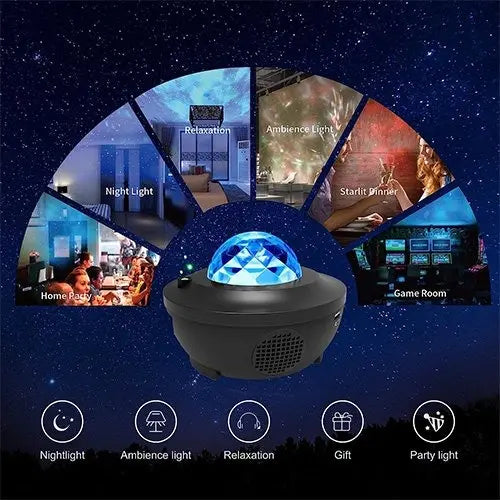 Star Projector & LED Ocean Wave Night Light – Galaxy Aurora Projector with Bluetooth 5.2 Speaker
