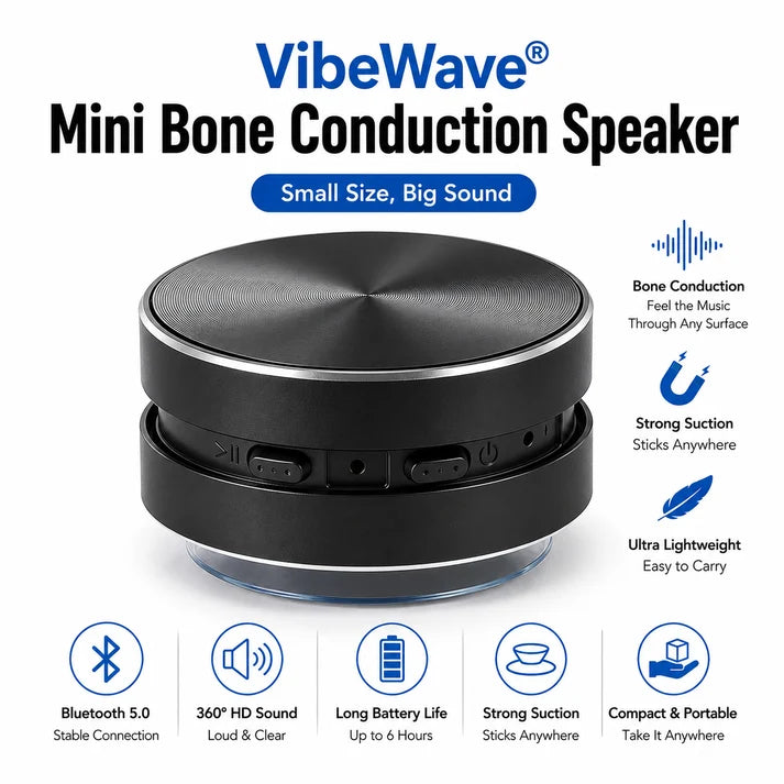 Mini Bone Conduction Bluetooth Speaker – 40mm Rechargeable