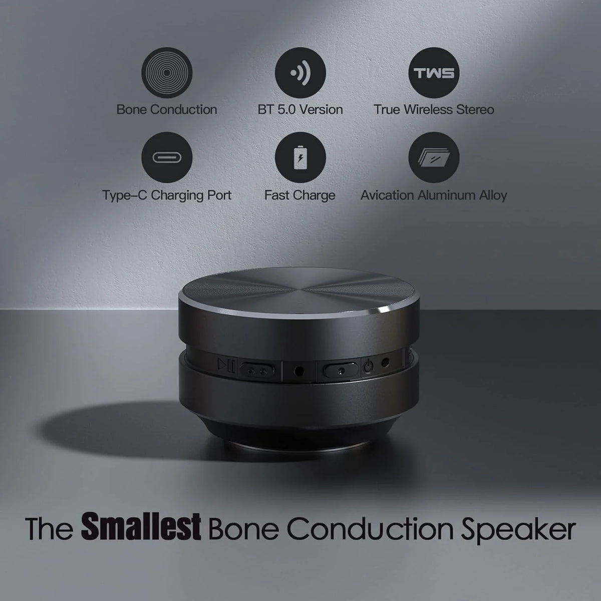 Mini Bone Conduction Bluetooth Speaker – 40mm Rechargeable