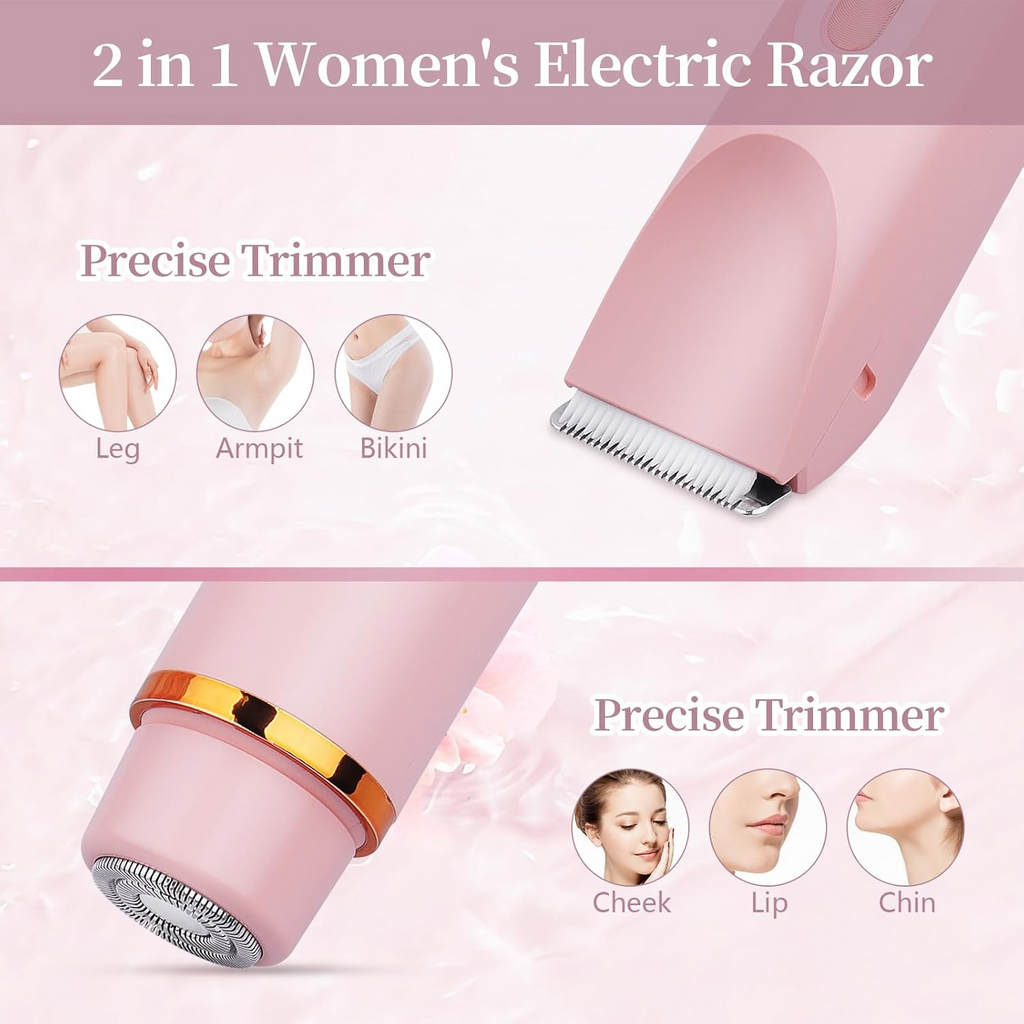 2-in-1 Women's Electric Razor with Dual Shaving Heads