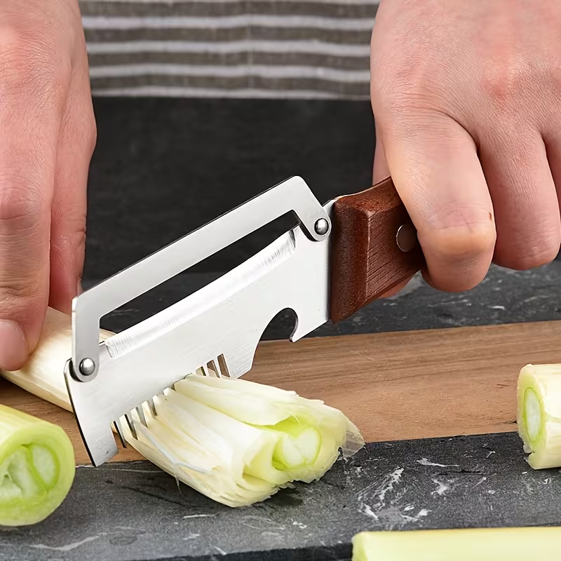 2-in-1 Stainless Steel Vegetable Peeler with Wooden Handle & Bottle Opener