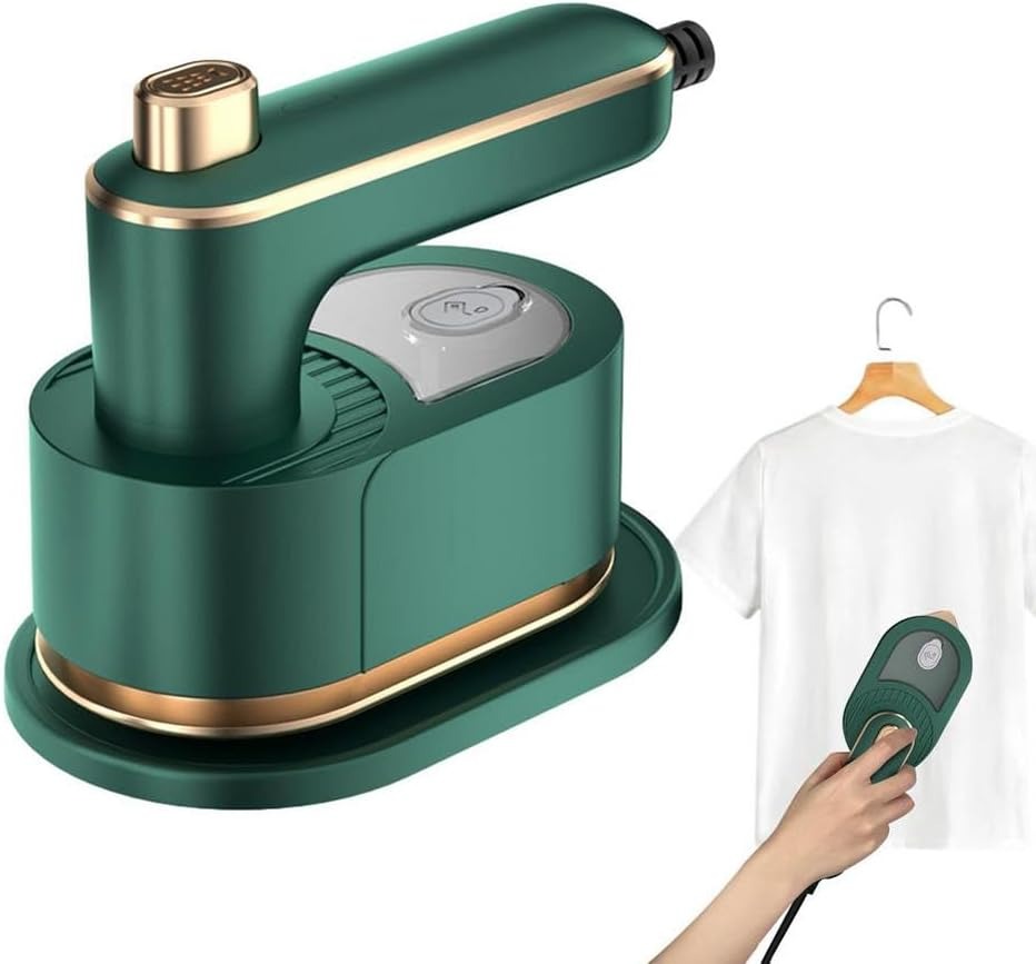 Foldable Hand Steamer & Hair Straightener – 180° Porcelain Gold Plate