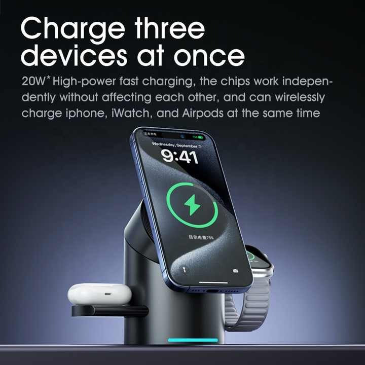 CubeTrick-X Qi2 15W 3-in-1 Wireless Charging Station
