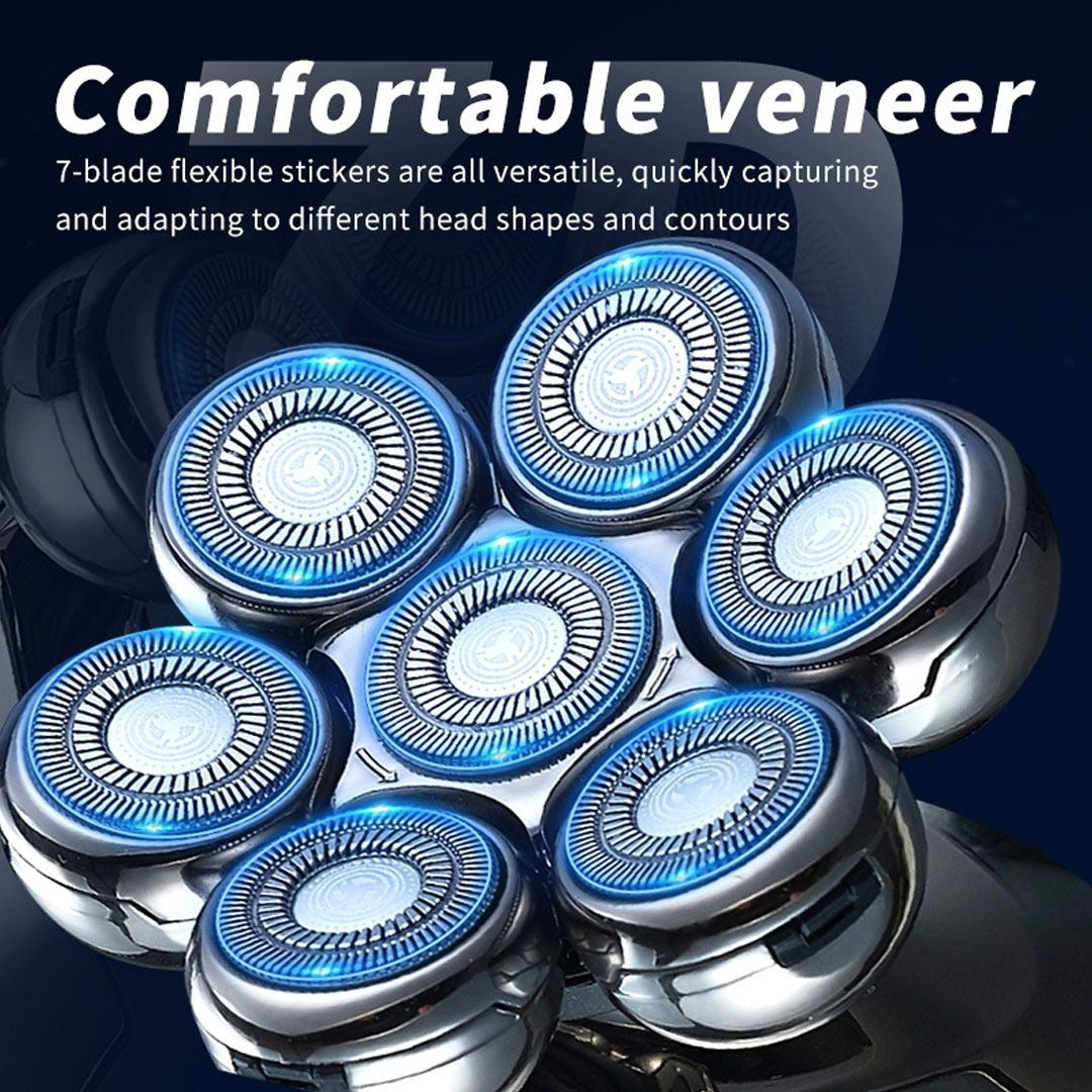 5-in-1 7D Floating Rotary Head Shaver – IPX7 Waterproof, LED Display, Type-C Fast Charge