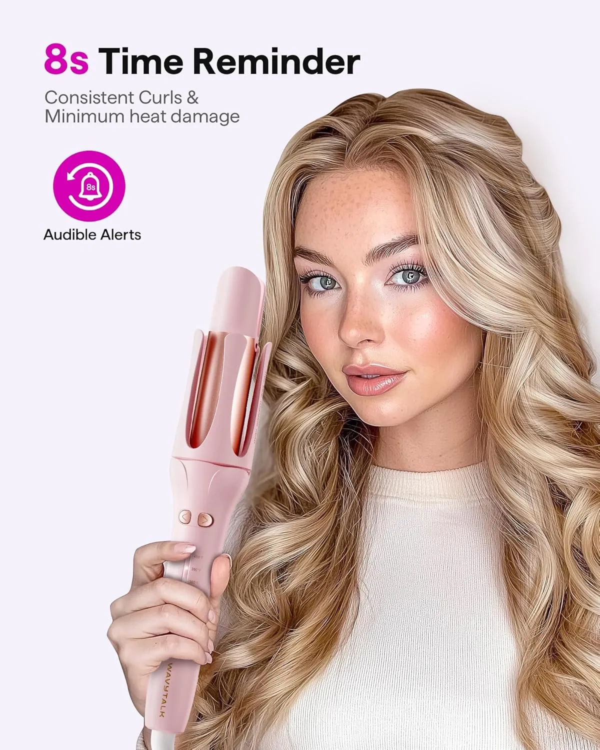 Automatic Curling Iron with Negative Ions & Anti-Scald Protection – 5 Heat Settings