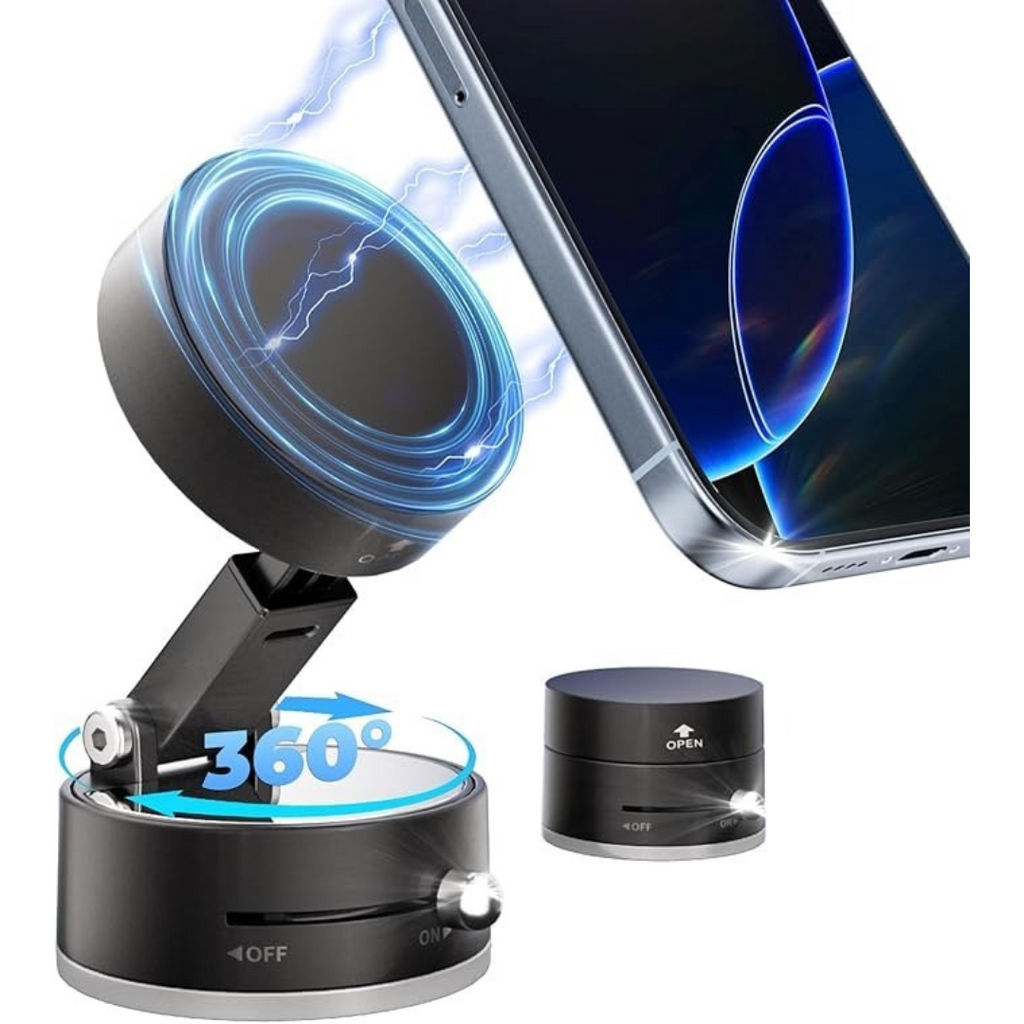 Vacuum Suction Magnetic Car Phone Holder – 360° Rotatable, Universal Fit