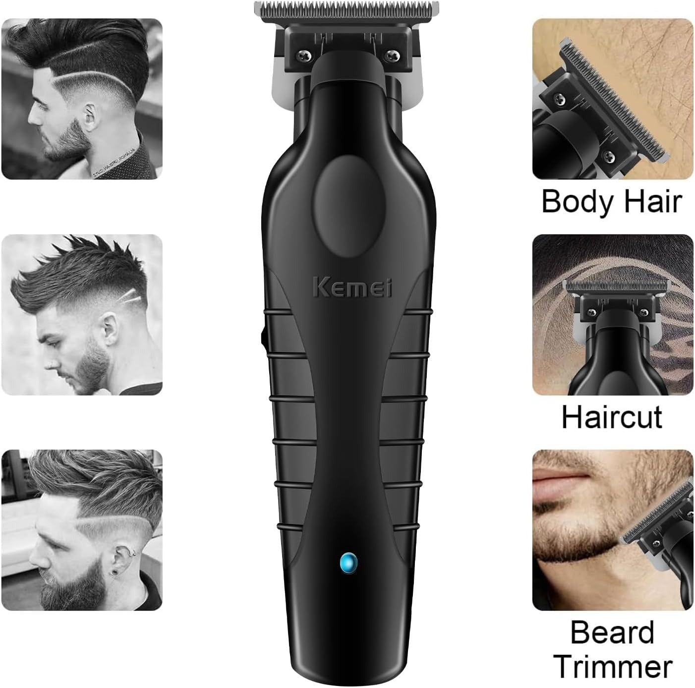 Professional DLC Hair Trimmer – 7500 RPM Zero Gap T-Blade Cordless Trimmer