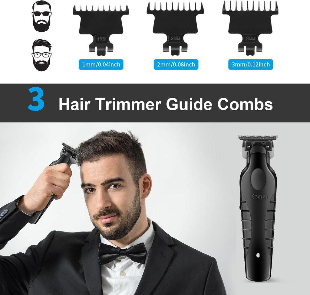Professional DLC Hair Trimmer – 7500 RPM Zero Gap T-Blade Cordless Trimmer