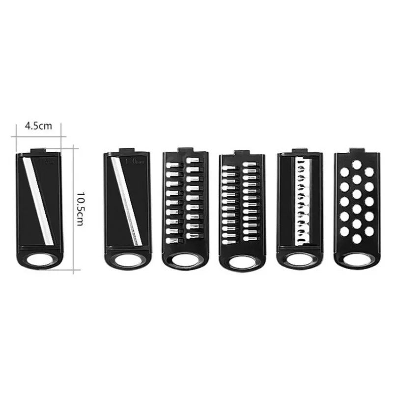 5-Blade Vegetable Slicer with Built-in Basket, Hand Guard & Drainage Box