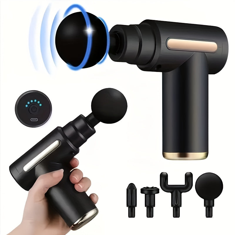 Mini Massage Gun – 6 Speeds, 4 Heads, 35dB Quiet, Fast Charging Deep Tissue Massager
