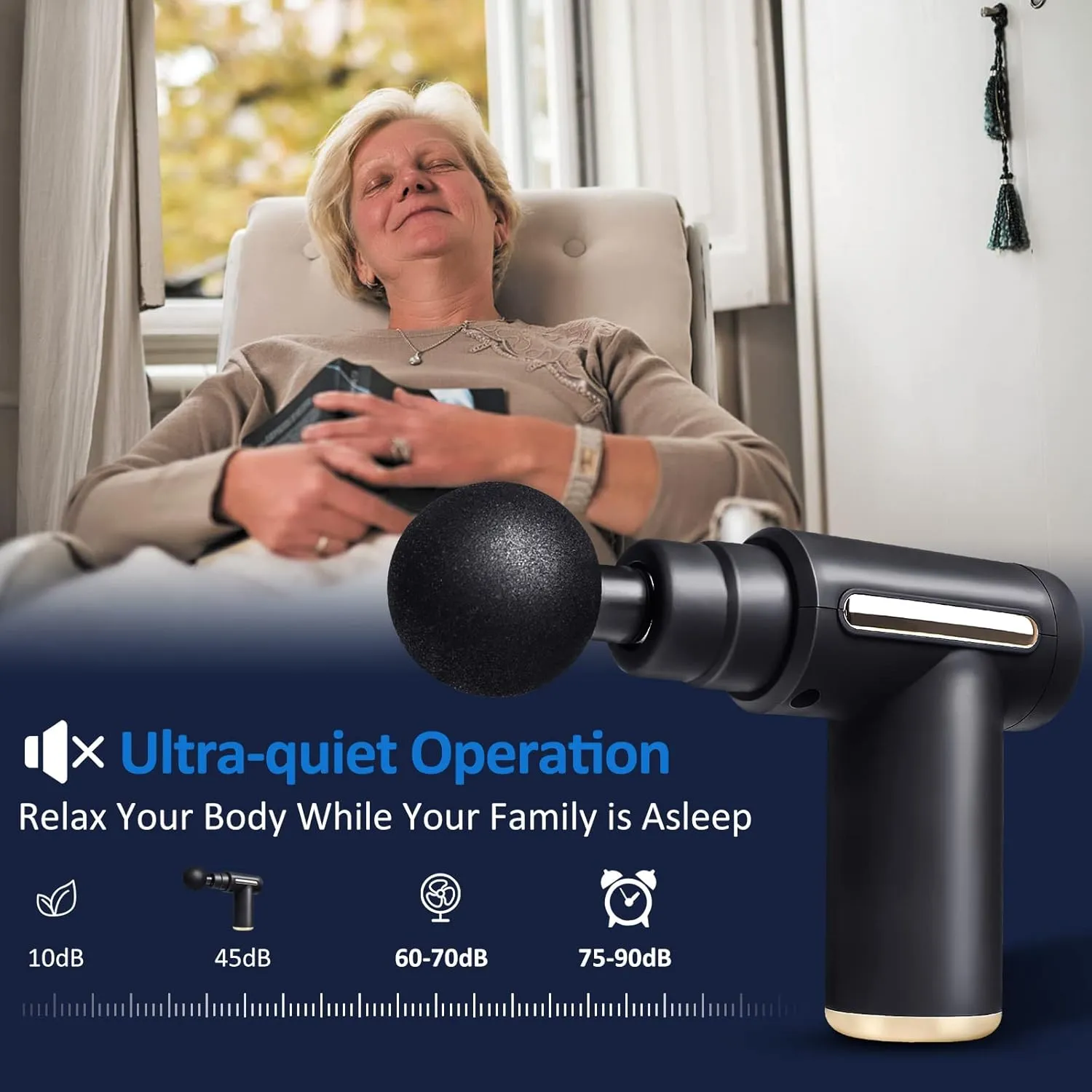 Mini Massage Gun – 6 Speeds, 4 Heads, 35dB Quiet, Fast Charging Deep Tissue Massager