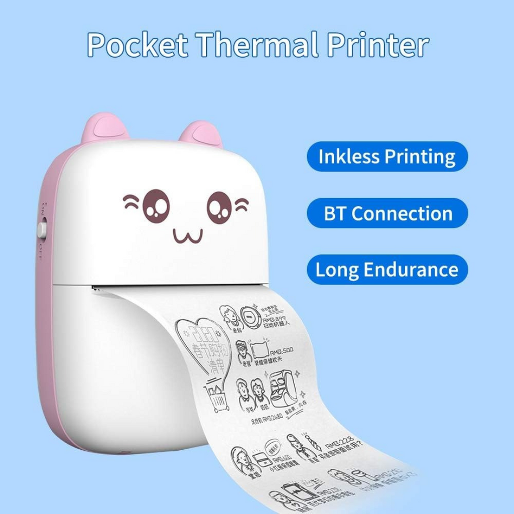 Mini Pocket Thermal Printer – Bluetooth Wireless, 200DPI, No Ink Required