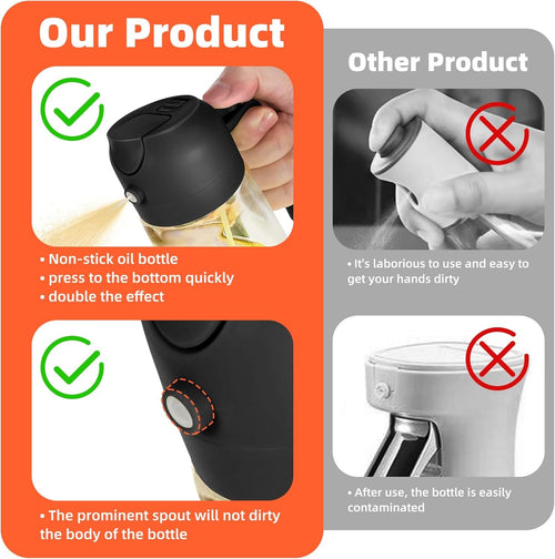 2-in-1 Kitchen Oil Dispenser Bottle – Spray & Pour with Precision Nozzle