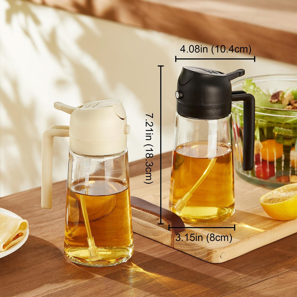 2-in-1 Kitchen Oil Dispenser Bottle – Spray & Pour with Precision Nozzle