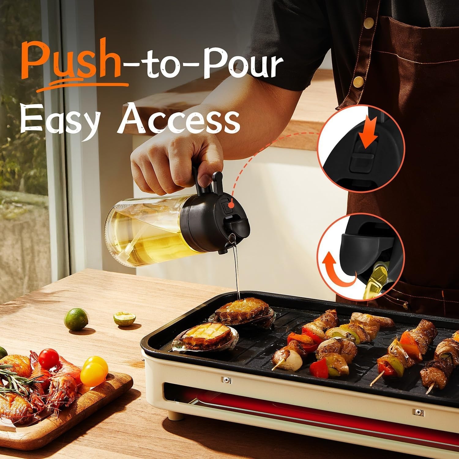 2-in-1 Kitchen Oil Dispenser Bottle – Spray & Pour with Precision Nozzle