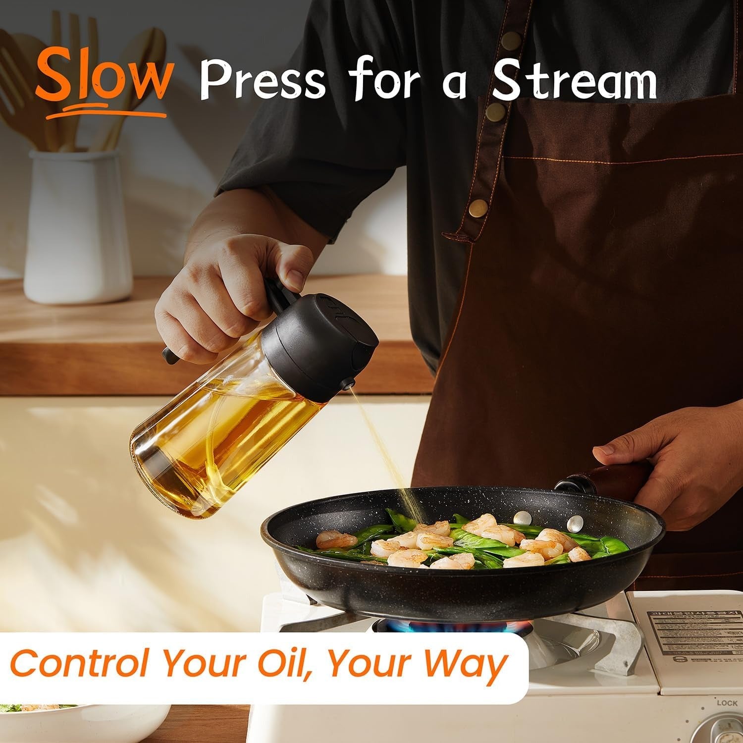2-in-1 Kitchen Oil Dispenser Bottle – Spray & Pour with Precision Nozzle