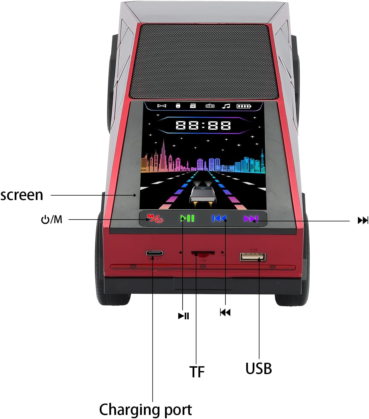 WS-580 Futuristic Truck Bluetooth Speaker with LED Party Lights