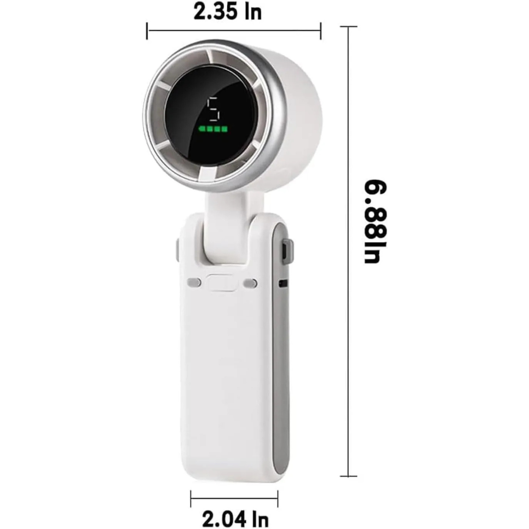 3-in-1 Mini Turbo Portable Fan – 5 Speeds, 12H Battery, Foldable & USB Rechargeable