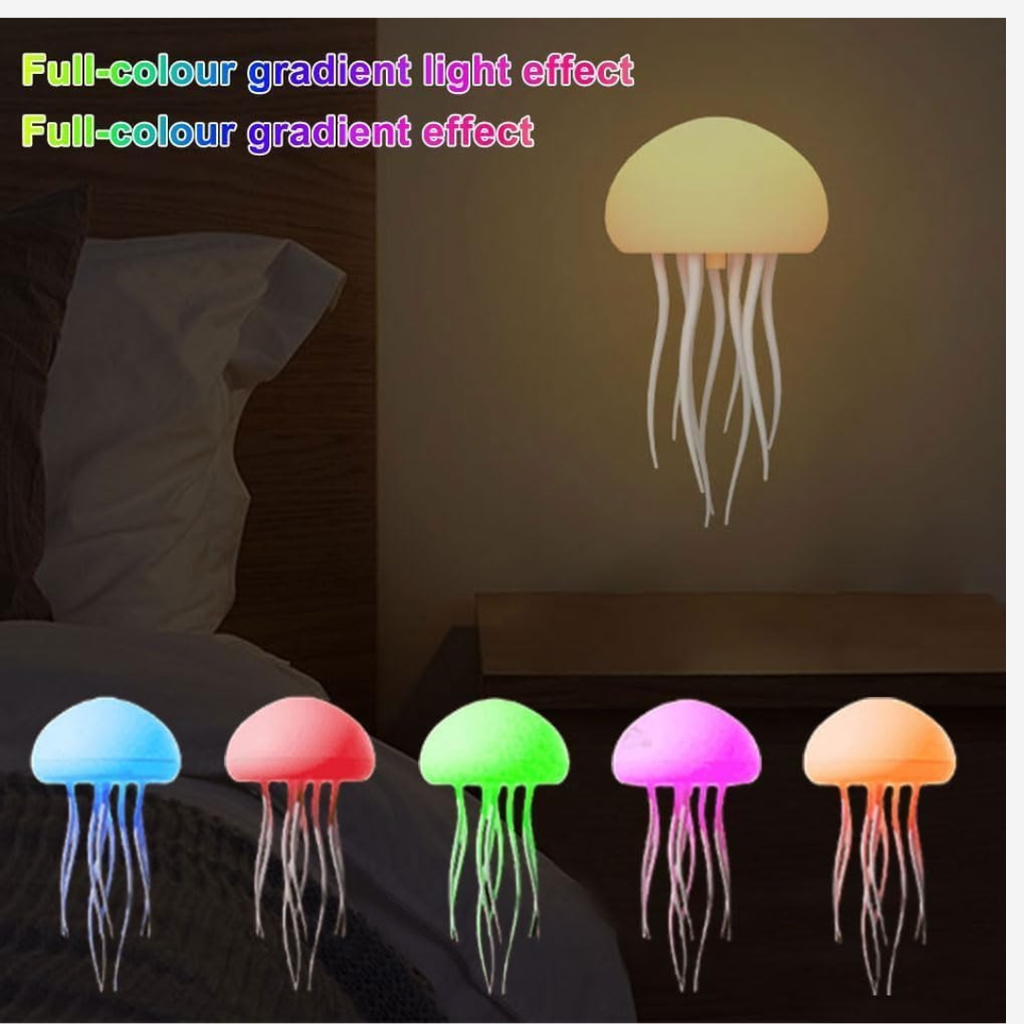 Jellyfish LED Mood Lamp – RGB Color-Changing Sound-Activated Night Light