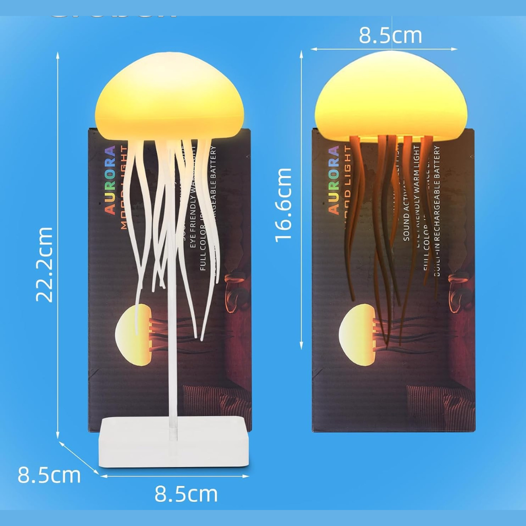 Jellyfish LED Mood Lamp – RGB Color-Changing Sound-Activated Night Light
