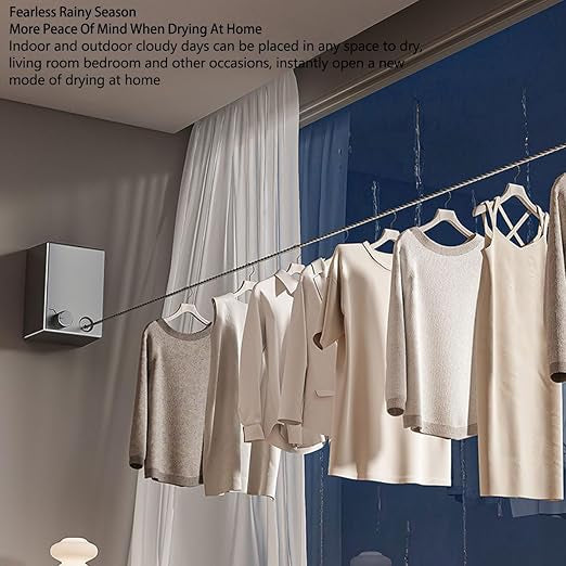 Retractable Clothesline – 4.2M Stainless Steel, 20KG Capacity, Indoor & Outdoor