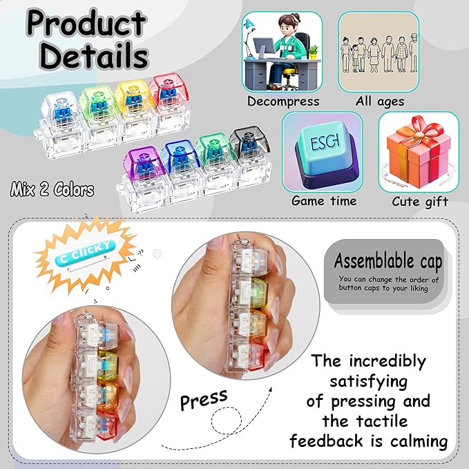 Keyboard Fidget Toy Keychain
