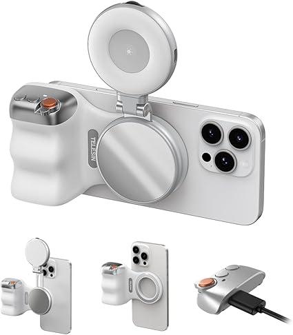 TELESIN Creator Kit – Phone Grip & Magnetic LED Selfie Light (2-in-1)
