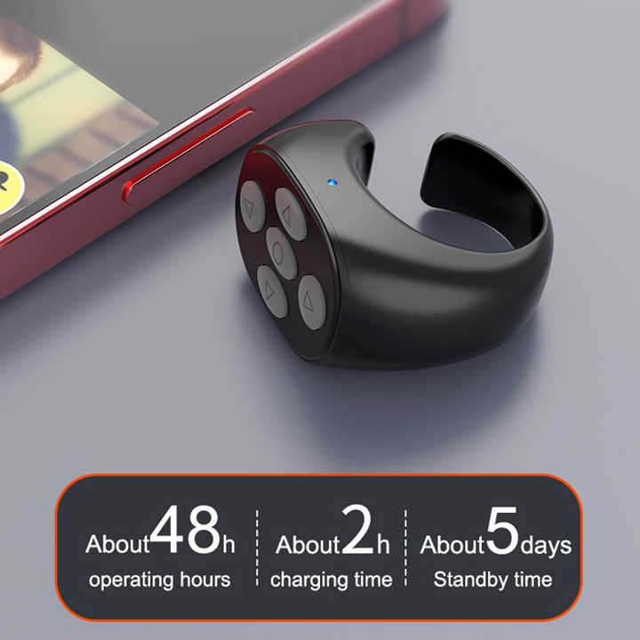 Bluetooth Ring Remote Control – Wireless Finger Selfie & Video Scroll Shutter